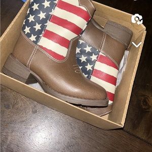 Brown and Multicolor Kids Cowboy Boots